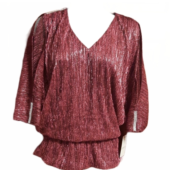 Chaus Metallic Red Blouse - Picture 2 of 12